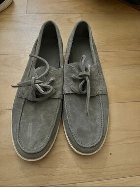 Men's Gray Suede Lace Moccasin Casual Shoes